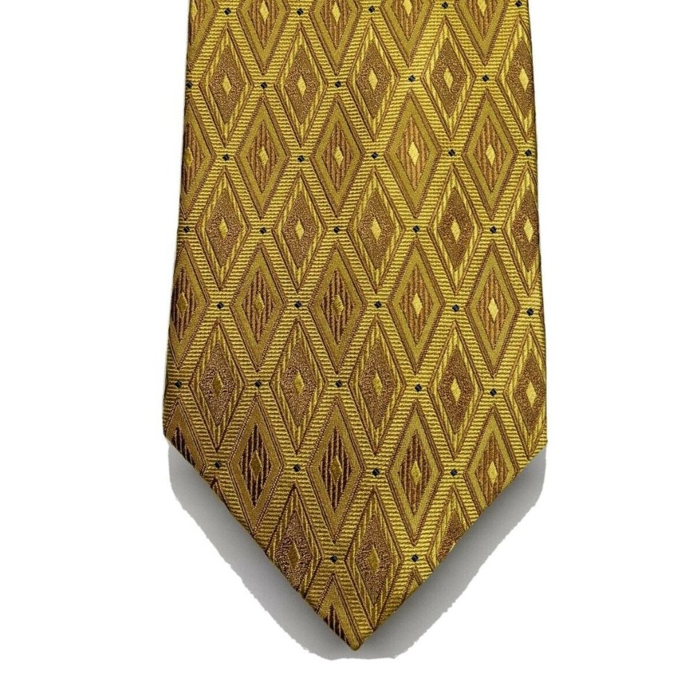 Joseph A. Bank Golden Yellow Geometric Silk Tie